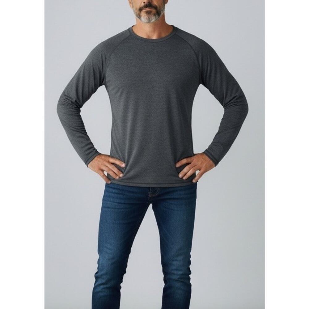 Banana Republic BR Long Sleeve Train T Charcoal Heather Quick Dry Sport Sz XXL